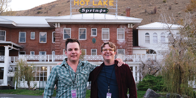 Writers Devin O’Rourke, left, and Zach Green, right, are looking to film their next movie “Bad Day For Bigfoot” in Union County. (Bad Day For Bigfoot/Contributed Photo)